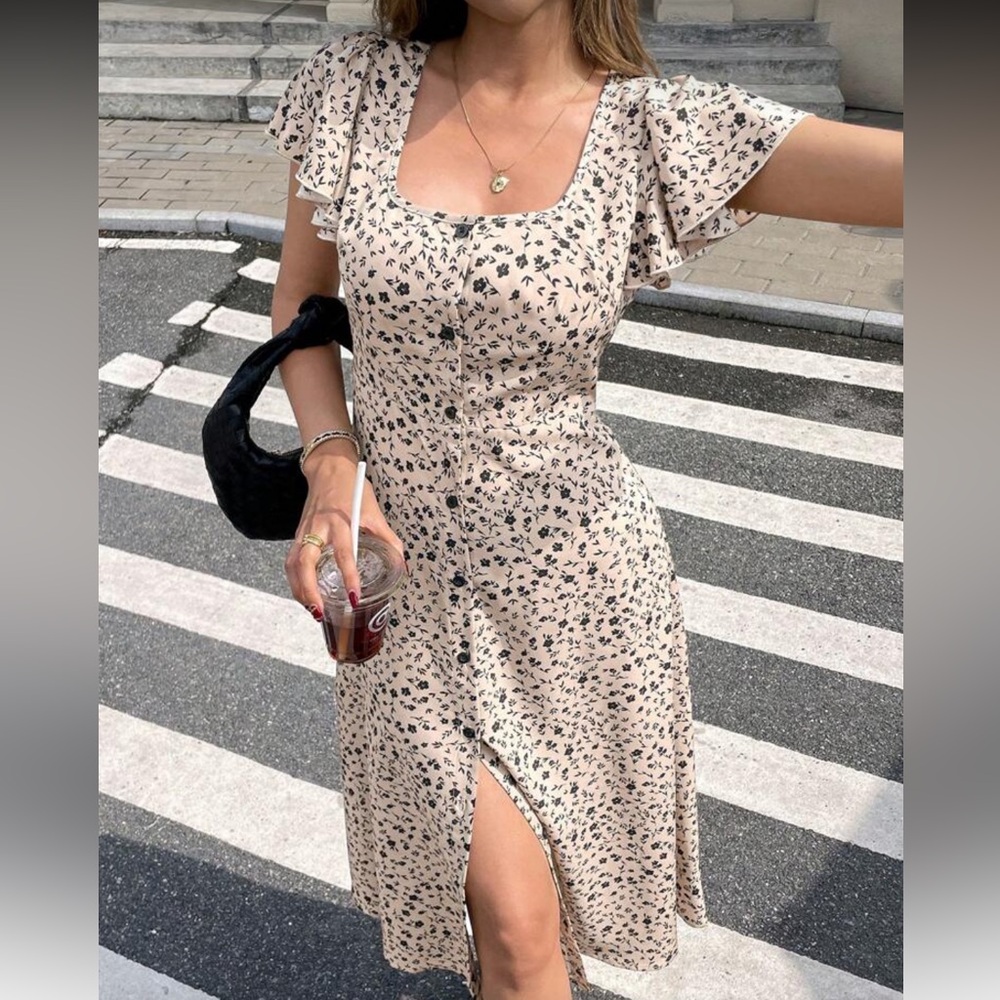 SHEIN Floral Print Button-Down Dress